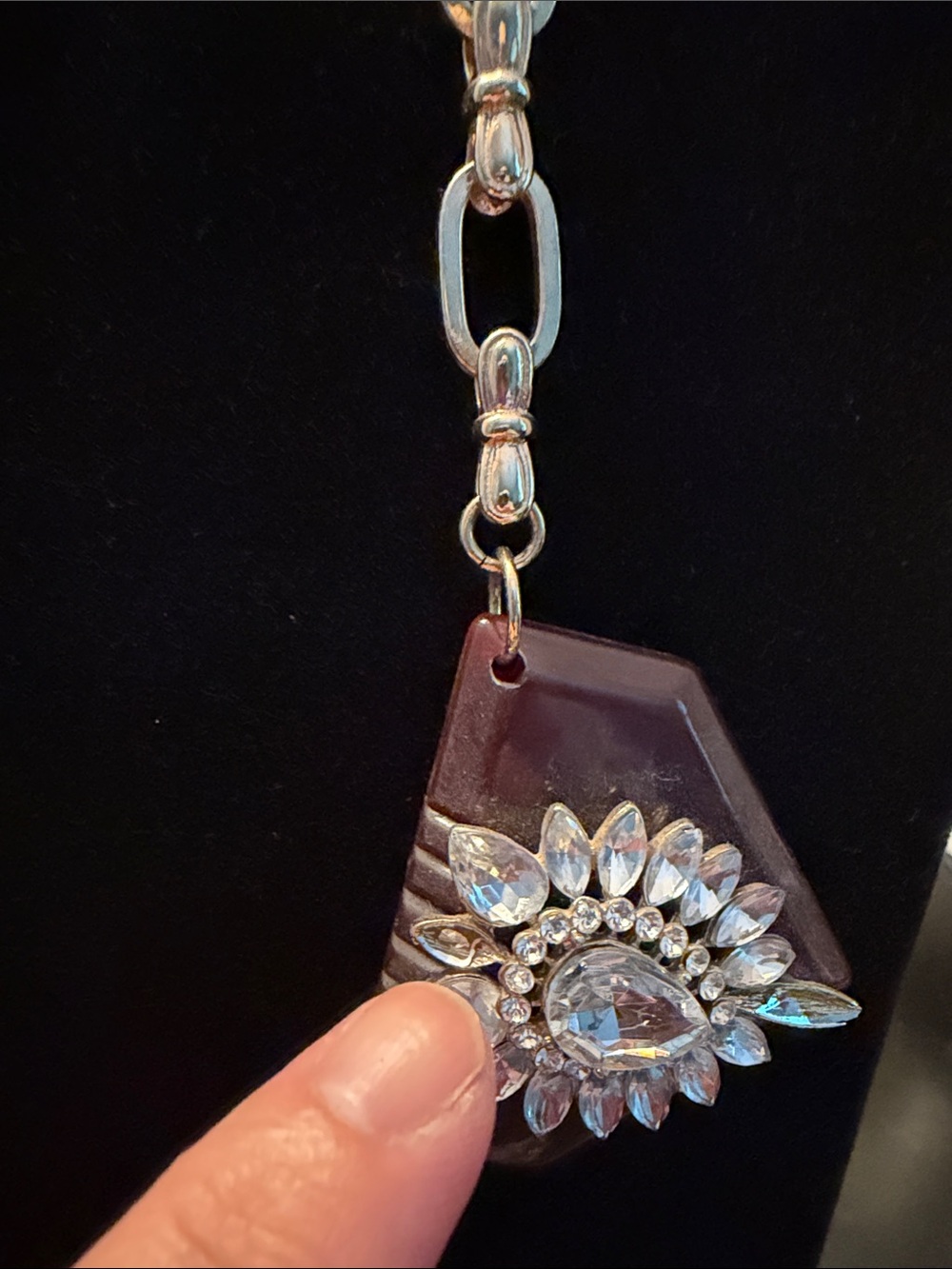 Statement Brown Geometric Crystal Necklace - Picture 6 of 7